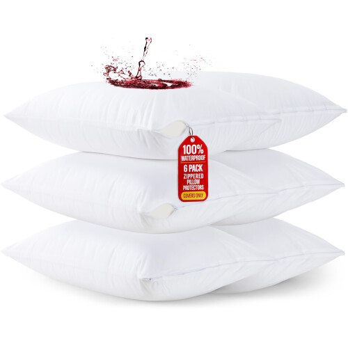 Utopia Bedding 6-Pack Waterdichte Kussensloop Beschermers met Rits Koning Grootte (Wit)