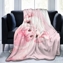 Flannel plush throw blanket baby pink pig 80" x 60"