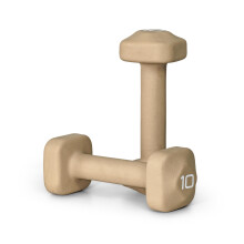 Par de Mancuernas de Neopreno de 10 lb para Entrenamientos en Casa - Diseño Antideslizante - Beige