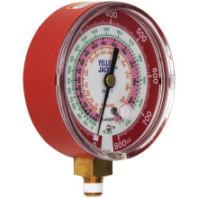 Manomètre Jaune Jacket 49137 3-1/8" Rouge, 0-800 psi, R-22/404A/410A Degrés F
