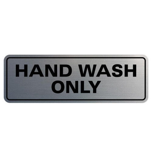 Handwasch-Zeichen nur für Wände oder Türen - Küchenzeichen mit einfacher Installation - Hygiene-Schild - Silber - Mittel (1)