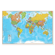 Waypoint Geographic Blauer Ozean Weltkarte (24" x 36") - Aktuell - 1000+ benannte Orte & Sehenswürdigkeiten - Gerollt & laminiert -
