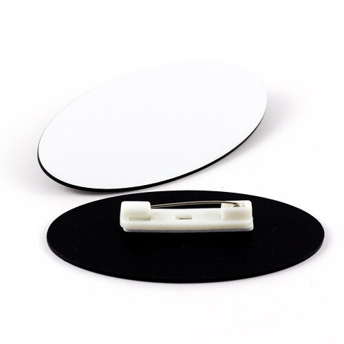 Oval Name Badge Blanks with Pin - 10 Pack (White)