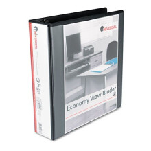 12 Universal Round Ring Economy Vinyl View 3-Ring Binders, 2 Capacity, Black, EA - UNV20981