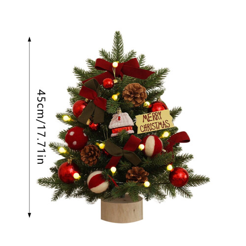 Mini Christmas Tree 17.7 inch Artificial Tabletop Tree with 2