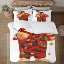 Set de lenjerie de pat de Crăciun Wreck-It Comfort, cuvertură twin pentru copii, cadou pentru adulți, set de 3 piese, imprimeu cu desene animate,