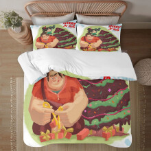Ensemble de literie de Noël Wreck-It Comfort pour lit simple, cadeau pour enfants et adultes, 3 pièces, imprimé dessin animé, taie d'oreiller et