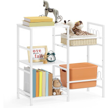 Kids Bookshelf and Toy Storage 5-Tier Metal Shelf White