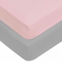 American Baby Company 2 Pack Aansluitbare Ledikantlakens 28" x 52", 100% Polyester Ultra Zacht Microfiber, Grijs/Roze