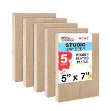 U.S. Art Supply Pannelli di Legno Cradled Non Trattati per Pittura, 5 Pezzi da 5x7 Pollici