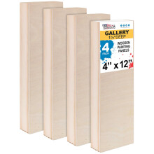 U.S. Art Supply 4" x 12" Ofärgad Träram för Målning, Galleri 1-1/2" Djup (4 Pack)