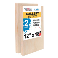 Pannelli in legno cradled grezzi U.S. Art Supply per pittura, 2 pack 12x18 pollici - Tavole in betulla per artisti