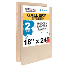 Pannelli in Legno Grezzo U.S. Art Supply per Pittura, 2 Pezzi da 18x24 pollici - Tavole di Betulla per Arte