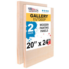 U.S. Art Supply Unfertige Holzpaneele zum Malen, 2er-Pack 20x24 Zoll - Galerie Birkenholz