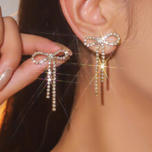 Silver rhinestone dangle earrings for women 1 pair