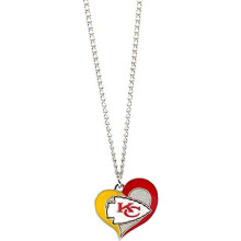 Collana a pendente a cuore Swirl NFL Kansas City Chiefs per donna, argento, taglia 4