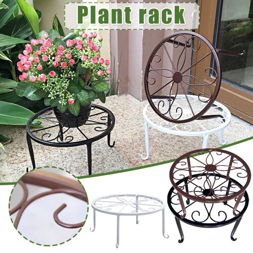 Metal Plant Stand Heavy Duty Rustproof Iron Round 1 Pack 2