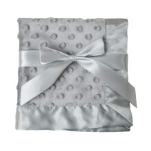 American Baby Company Heavenly Soft Chenille Security Blanket (14" x 14"), 2-Layer Design with Minky Dot & Silky Satin, Gray, for Boys and Girls