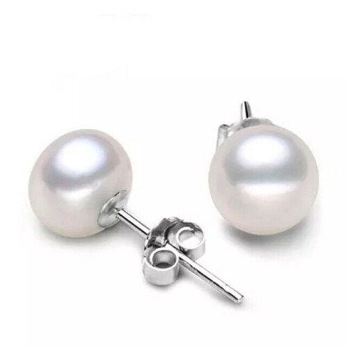 Pendientes de perlas de plata de ley 925 para mujer
