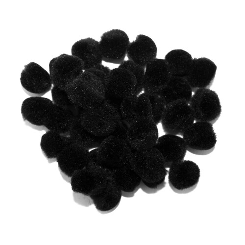 0.5 inch Zwarte Mini Knutsel Pompons 100 Stuks