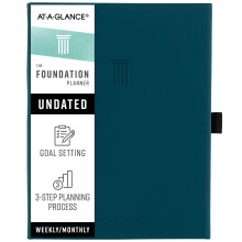 AT-A-GLANCE Planner Fondazione, Journal Ispirazionale Non Datato, Obiettivi, Progressi, Abitudini, Settimana & Mese, Blu