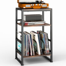 Vinyl Record Player Stand 3-Tier 28 Inch Holds 120 Albums