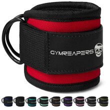 Gymreapers Ankle Straps (Pair) For Cable Machine Kickbacks, Glute Workouts, Lower Body Exercises - Adjustable Leg Straps with Neoprene Padding (Red, P