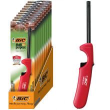 BIC Multi Purpose Aansteker met Lange Metaalstang, Klassieke Collectie, 10 Stuks voor Kaarsen, Barbecues en Haarden