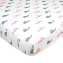American Baby Company 100% Katoen Jersey Fitted Mini-Crib Sheet, Roze Walvis, voor Meisjes