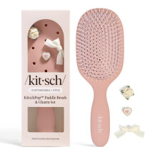 KitschPop Paddle Hairbrush for Women - Flexible Bristles Paddle Brush for Less Breakage, Scalp-Stimulating Detangler Hair Brush for Wet & Dry Hair, Cu