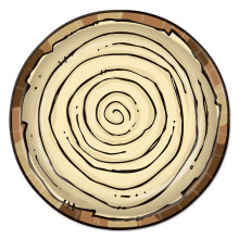 Brown Tree Log Round Plates, 9 - 8 Pcs