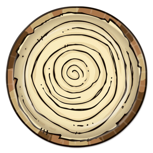 Brown Tree Log Round Plates, 9 - 8 Pcs