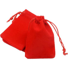 Velveteen drawstring bag 2.7x3.5 inch 100 pcs red