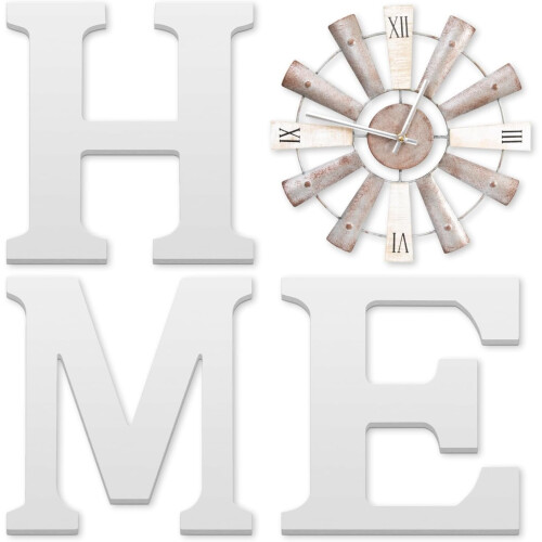Farmhouse Windmill Clock Wall Sign Black