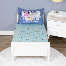 Set de draps Bluey - S'adapte au lit d'enfant ou matelas de lit d'enfant - Drap-housse et taie d'oreiller, vert