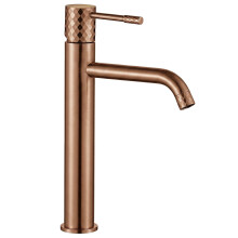 Bathroom Faucet Rea Lungo Diamond Brush Copper High