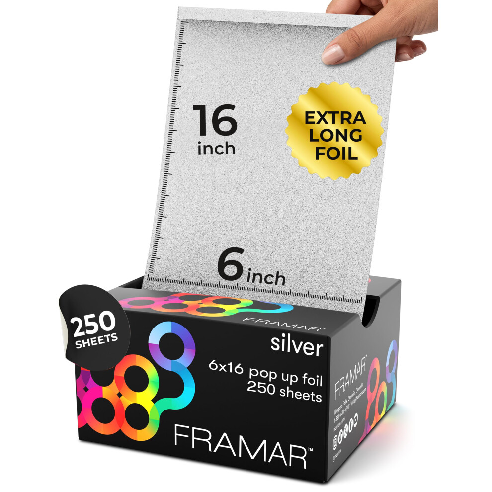 Framar 6X16 Extra Large Silver Hair Foils For Highlighting - Pop Up Hair Foil For Hair Highlighting, Highlight Foils For Hair, Salon Foils For Hair St