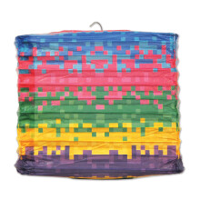 Beistle 8-Bit Square Paper Lantern, 8", Multicolor
