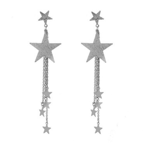 Brincos boho-chic com pingente de estrela em metal para mulheres