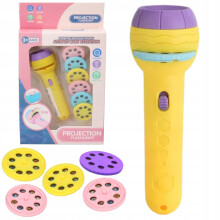 Mini kézi projektor zseblámpa 2 az 1-ben sárga gyerekeknek 7606Z