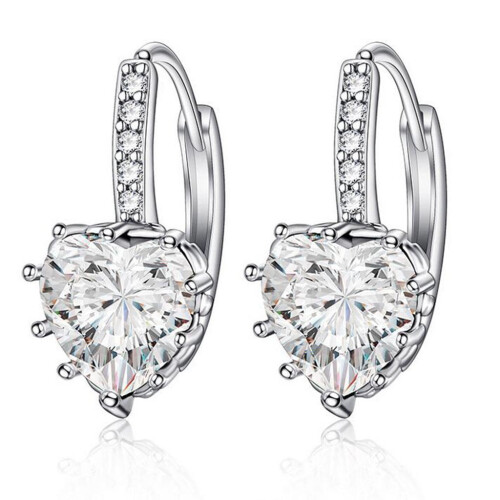 Women's Heart-Shaped Zircon Earrings Multi-Color