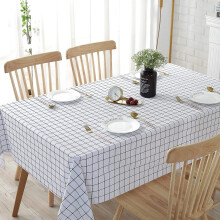 Waterproof PVC tablecloth white checkered 55x71 inch