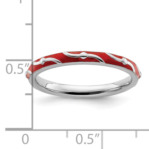Sterling Silver Red Enamel Ring 1