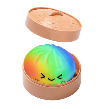 DOWMOO Regenbogen-Dampfbrötchen-Quetschspielzeug mit Dampfgarerbox, Stressabbau-Spielzeug für Erwachsene und Kinder