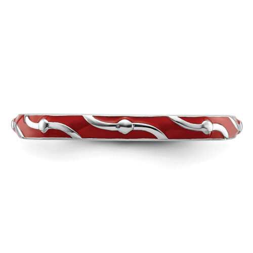 Sterling Silver Red Enamel Ring 2