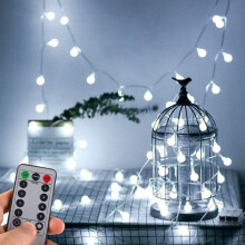 Luzes de fada ZOELNIC com 100 LEDs, 10,6 metros (35 pés), alimentadas por bateria, brancas.