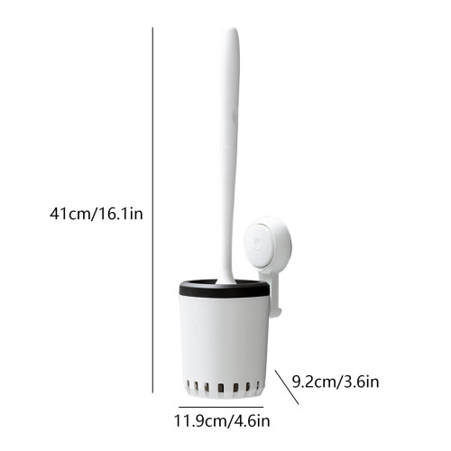 Toilet Brush Set with Long Handle and Wall Mount 2