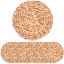 Round woven placemats natural wicker set of 6