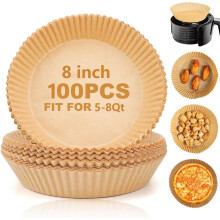 Air Fryer Paper Liners Non-stick 8 Inch Round 100 Pack
