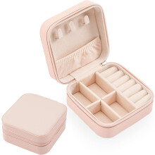 Mini jewelry travel case soft pink portable organizer for